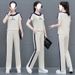Casual Sports Suit For Women Summer 2025 New Loose Fashionable Youthful Wide-Leg Pants Two-Piece Set_ecoleips.com