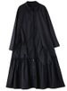 2025 Spring Autumn New Black Vintage Pleated Shirt Dresses For Women Ruffles Long Sleeve Loose Casual Dress Fashion Clothing_ecoleips.com