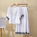 Italy LP Summer New Shirt Loose Heavy Embroidery Linen Skirt Short Sleeve Versatile Two-Piece Set For Women_ecoleips.com
