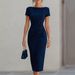 Elegant Bodycon Midi Dress With Waist Accent Pleats | Versatile Cocktail Office Dress For Women_ecoleips.com