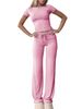 Women's Clothing Women's Casual Set Short Sleeve Top Long Pants Home Wear Sportswear Yoga Wear Europe & America_ecoleips.com