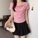 Korean-Style Short-Sleeved T-Shirt For Women's Summer With A Unique Design Sense, A Slim And Slimming Style With A Wavy_ecoleips.com