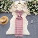 2025 New Summer Sexy Women Sleeveless Strap Knitted Dress Spaghetti Striped Printing Elastic Bodycon Slim Maxi Long Dress_ecoleips.com