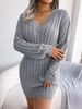K Fashionable Waist-cinching Twisted Hem Dress; Women's Sweater Dress. No Necklace Or Other Accessories_ecoleips.com