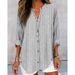Women's Casual Fashion Striped Shirt Button Detail Long Sleeved Solid Color Autumn Winter New Style_ecoleips.com