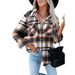 Cross-Border European And American Foreign Trade Clothing 2026 Autumn Winter New Women's Plaid Shirt Woolen_ecoleips.com