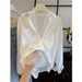 White Lace Trimmed Shirt For Women Sophisticated Versatile Layering Style Unique And Stylish Look_ecoleips.com