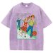 Let' Run Away From Our Problems Print Women Distress Tshirts Summer Fashion Washed T-Shirt Breathable Tee Shirts Soft Clothes_ecoleips.com