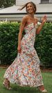 2023 Women's Chiffon V Neck Sleeveless Patchwork Long Dress European American Style in Stock_ecoleips.com