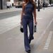 AD214 New Cross-Border Asymmetrical Shoulder Sexy Hot Girl Top Slim-Fit Casual Pants Comfortable Draped Fitness Set_ecoleips.com