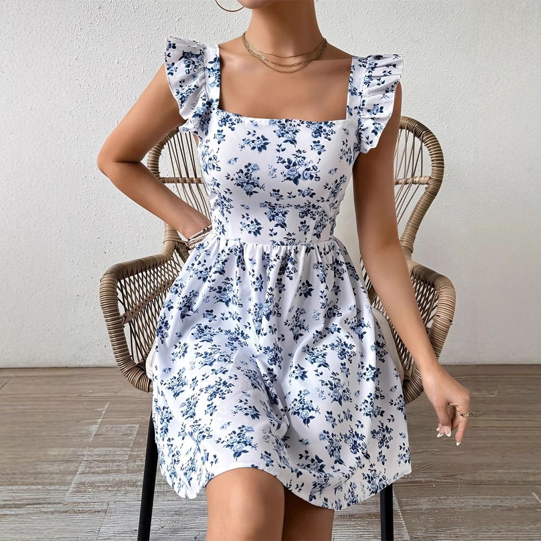 Women's Clothing Summer Vacation Floral Print Ladies Fashion Elegant Dress_ecoleips.com