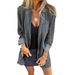 Women's Clothing Women's Casual Loose Pocket Solid Color Loose Long Sleeved Female Denim Jacket_ecoleips.com