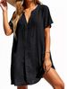 Women's Clothing 2024 Summer Casual V-neck Shirt Dress Beach Skirt_ecoleips.com