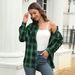 K Women's Long Sleeved New Plaid Button Up Shirt Top Jacket_ecoleips.com