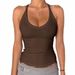 Women's Love Jar Ribbed Sports Vest V Neck Solid Color Top For Sports_ecoleips.com