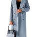 Women's Long Sleeve Double Breasted Trench Coat With Lapel Collar, Slim Fit Outerwear For Fall Winter, Solid Color Elegant Jacket_ecoleips.com