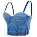 European And American Style Denim Camisole Vest Women, Backless Bra, Outerwear, Fishbone Hot Girl Top, Versatile_ecoleips.com