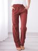 Suitable For All Seasons Spring Summer Women's Solid Color Cotton Linen Drawstring Loose Casual Wide-Leg Pants_ecoleips.com