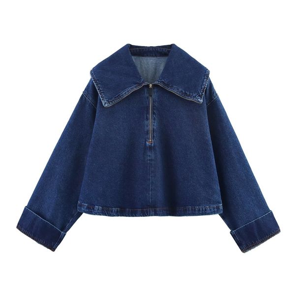 Women's High-Waist Denim Jacket & Jeans Set - Urban Casual Zippered Outfit For Everyday Wear (XS/S/M/L)_ecoleips.com
