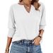 Women's Clothing Women's Clothing Summer New Loose V Neck Bat Sleeves Colorful Cotton T Shirt For Women_ecoleips.com