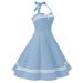 K Performance Outfit Hepburn Style Retro Backless Polka Dot Lace Up Neck Hanging Big Swing Dress_ecoleips.com