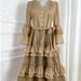 Elegant French Style Bell Sleeve Hollowed Out Lace Patchwork Cake Dress For Women Slim Waist Long Dress_ecoleips.com