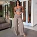 Women's Clothing sweet and spicy style sexy navel baring suspenders high waist wide leg pants suit for women_ecoleips.com