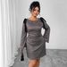 Women's Clothing Plus Size Clothes Elegant Plus Size Long Sleeve Dress With Bow & Plaid Design – Flared Sleeves, Round Neck, Slim Fit For Women_ecoleips.com