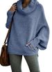 Women’s High Neck Knit Sweater – Oversized Batwing Sleeve Pullover (Solid Colors, Cotton Blend, Casual Loose Fit, Streetwear Chic)_ecoleips.com