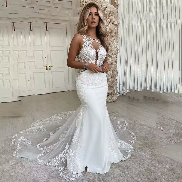 Women's Clothing Wedding Dress Summer New One Shoulder Wedding Dress With Large Skirt Lace Trailing Wedding Dress_ecoleips.com