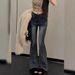 Women's Clothing Women's Spicy American Retro Distressed Starry Sky Flared Jeans Patchwork Design Trendy Cool Flared Pants_ecoleips.com