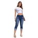 Voya Popular Women's Stretch Denim Cropped Pants With High Waist And Slimming Effect For Women_ecoleips.com