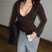 Women's 2025 Autumn New Fashion Sexy Deep V Crop Top Slim Fit Versatile Knitted Sweater Wholesale_ecoleips.com