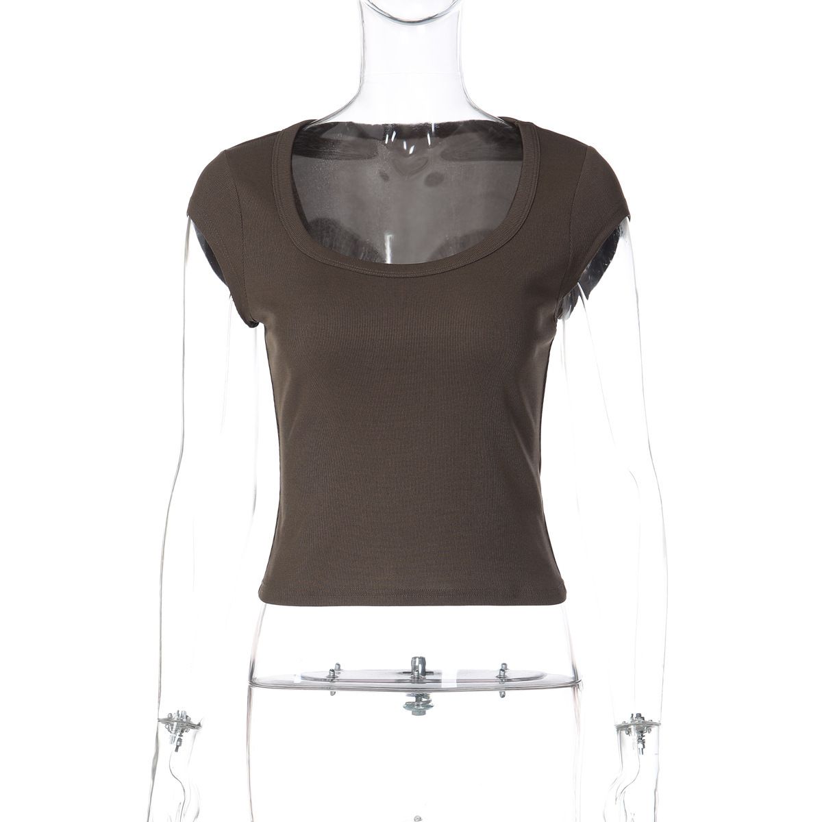 European And American Best-Selling Women's Clothing 2025 Winter New Fashion Slim Fit Top Cropped Short Sleeve T-Shirt_ecoleips.com