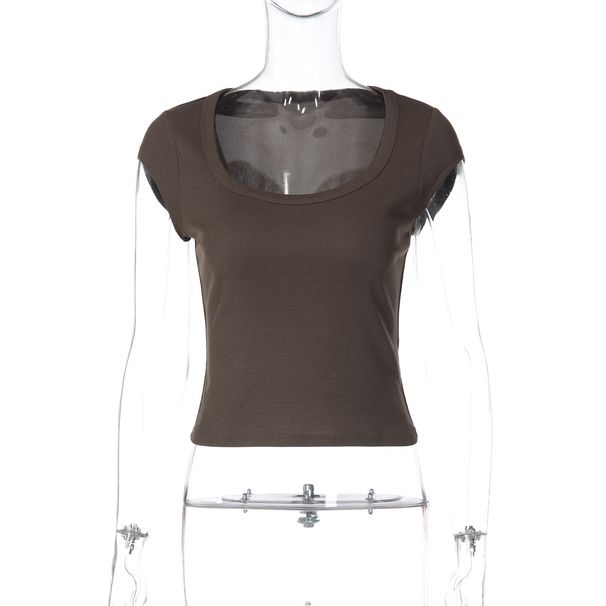 European And American Best-Selling Women's Clothing 2025 Winter New Fashion Slim Fit Top Cropped Short Sleeve T-Shirt_ecoleips.com