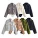 Autumn Women's Seven-Color Zipper Cropped Tweed Jacket Large Mouth Jacket Top Wholesale_ecoleips.com
