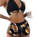 Women's Clothing Women's Solid Color Block Swimsuit Print Bikini Set Color Leaf Fashion Two Piece Women's Clothing_ecoleips.com