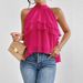 Fashionable Versatile Solid Color Halter Neck Sleeveless Ruffle Top Irregular Women's Clothing_ecoleips.com