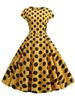 Women's Music Note Print Dress Retro Swing Casual Vintage Party Dresses 50s 60s Summer Short Sleeve_ecoleips.com