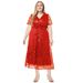 Plus Size Women's Summer New V Neck Short Sleeved Sequined Bridesmaid Dress Dress_ecoleips.com