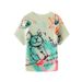 ng2510292 Miyake Fashion Versatile Age-Reducing Printed Short Sleeve T-Shirt For Women Summer 2025 New High-End Pleated Slim Top_ecoleips.com