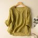 Summer Embroidered Cotton-Linen Blouse With Loose Fit, Artistic Retro Style And Seven-Quarter Sleeves In China-Inspired_ecoleips.com