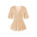 Summer Women's Sequined Top V Neck Short Sleeve Slim Fit Sparkling Dress Casual Party Wear_ecoleips.com