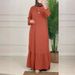 In Stock Ethnic Clothing Arabic Long Dress Solid Color Puff Sleeve Ruffle Elegant Vintage Robe_ecoleips.com