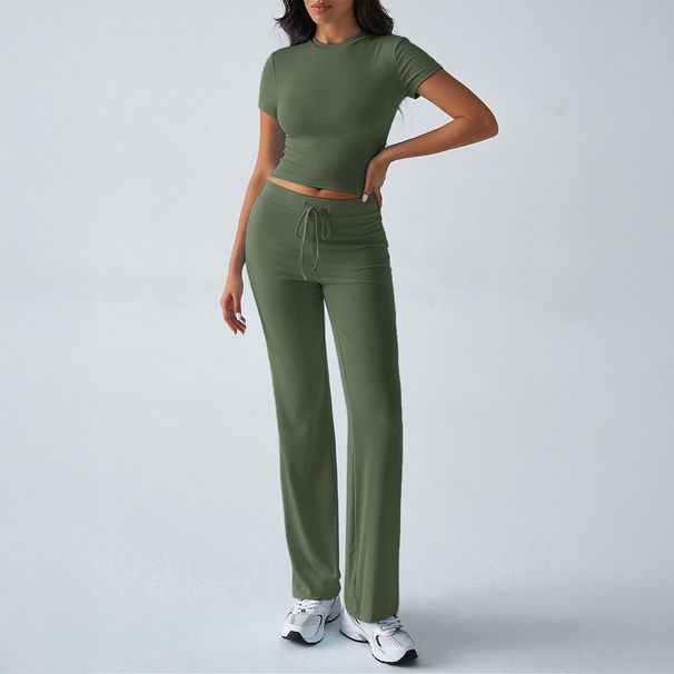 Women's Clothing Spring And Summer Temperament Solid Color Round Neck Urban Leisure Fashion Suit_ecoleips.com