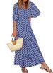 Women's Clothing Plus Size Women's Geometric Collage Puff Sleeve Dress Autumn Street Bombing Fashionable Casual Dress_ecoleips.com