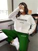 "Women's 250GSM Fleece Letter-Printed Sweatshirt & Jogger Set - Casual Style, Soft Polyester, Loose Fit, Long Sleeve Two-Piece Outfit"_ecoleips.com