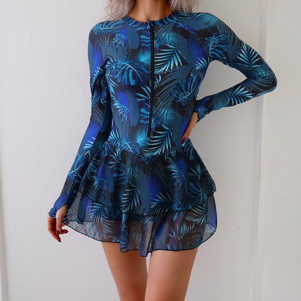 2025 European And American One Piece Swimsuit Long Sleeved Zipper Surfing Suit Diving Suit Women's Swimsuit Bikini_ecoleips.com