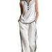 Women's Clothing Women's Elegant V Neck Black Trim Suit Sleeveless Simple Comfortable Spring Summer For Formal & Casual For Women_ecoleips.com