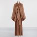 Women's Clothing New Fashion Niche Design Bat Sleeve Lace Up Pleated Dress_ecoleips.com